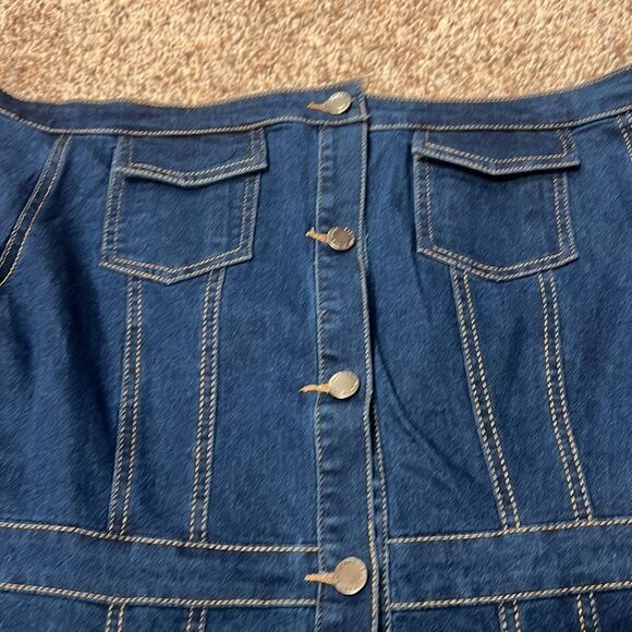Jean Dress sexy off the shoulder button front fitted  pocket detail - Picture 3 of 7